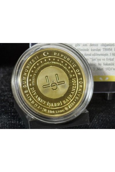 Diyanet İşleri Başkanlığı'nın 100. Yılı Gümüş Üzeri Altın Kaplama Sikke - Görsel 5