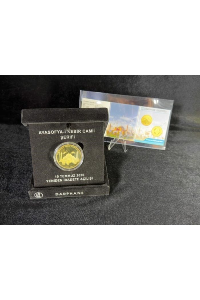 Ayasofya-i Kebir Camii Şerifi üzeri Altın Kaplama Gümüş Para - Görsel 6